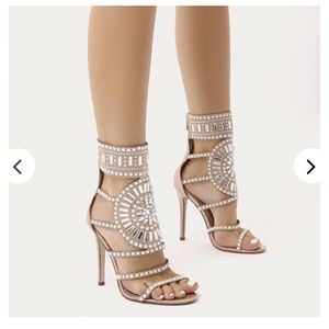 CLEOPATRA EMBELLISHED STILETTO HEELS - Rose Gold